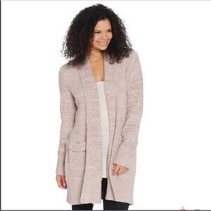 Barefoot Dreams Cozy Chic Lite Pink Open Front Cardigan Sweater Women Size XS